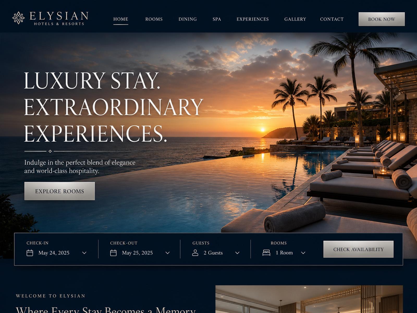 Luxury hotel concept — homepage